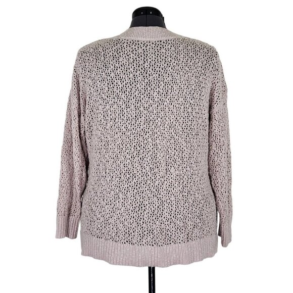 Torrid Sweater Size 1 1X Open Stitch Knit V Neck Pullover Long Sleeves Beige - Picture 5 of 14